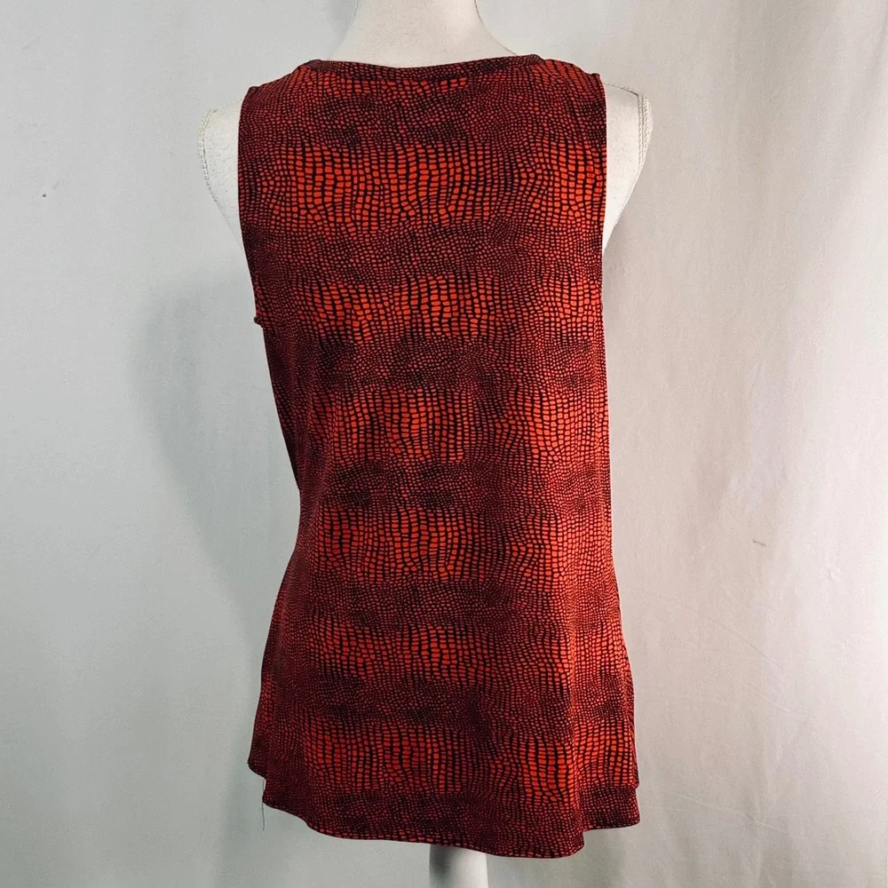 Michael Kors Womens Red‎ Black Snakeskin Print Side Tie Ring Tunic Top Medium